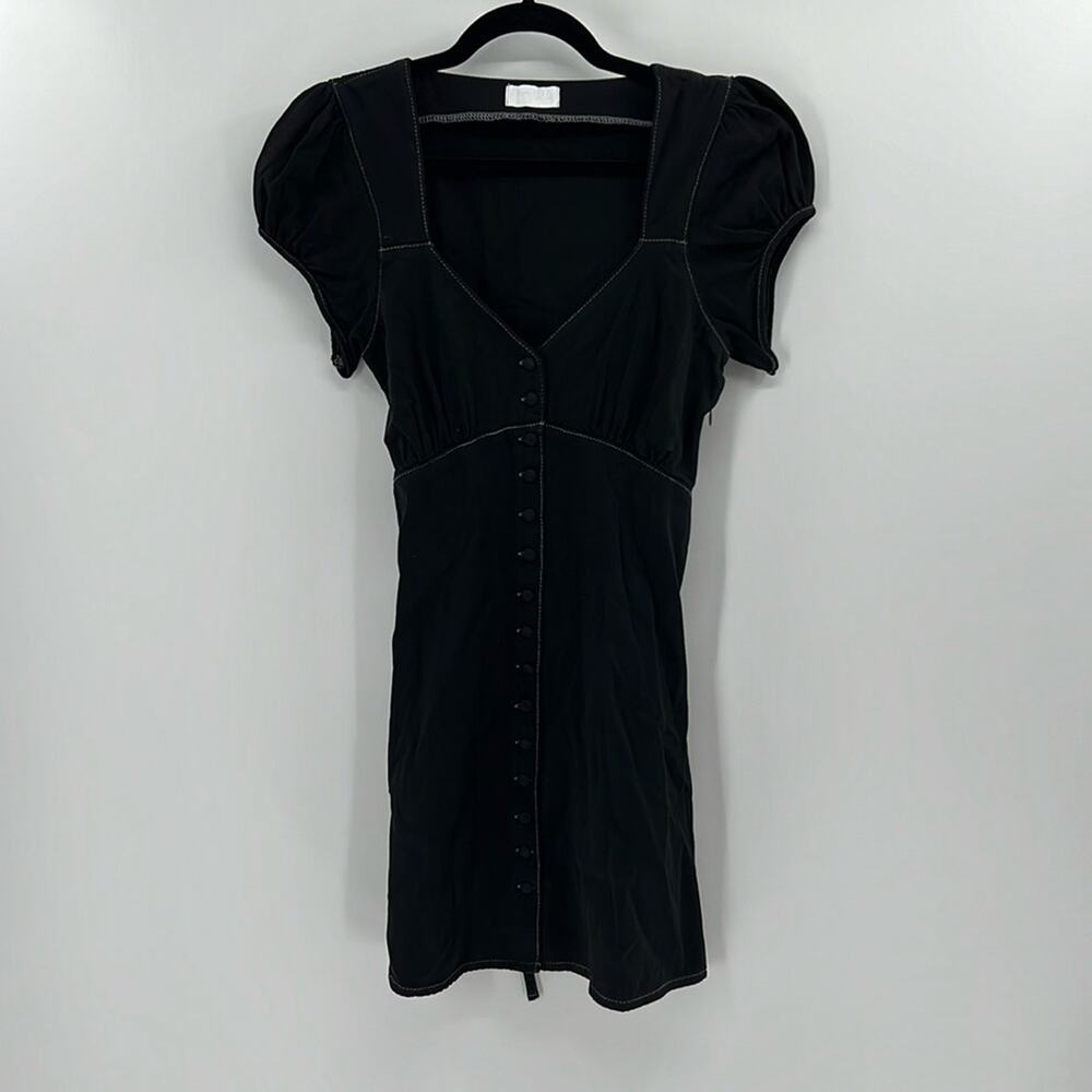 Boyish Puff Sleeve Mini Dress - Black Beauty - Small - New without tags
